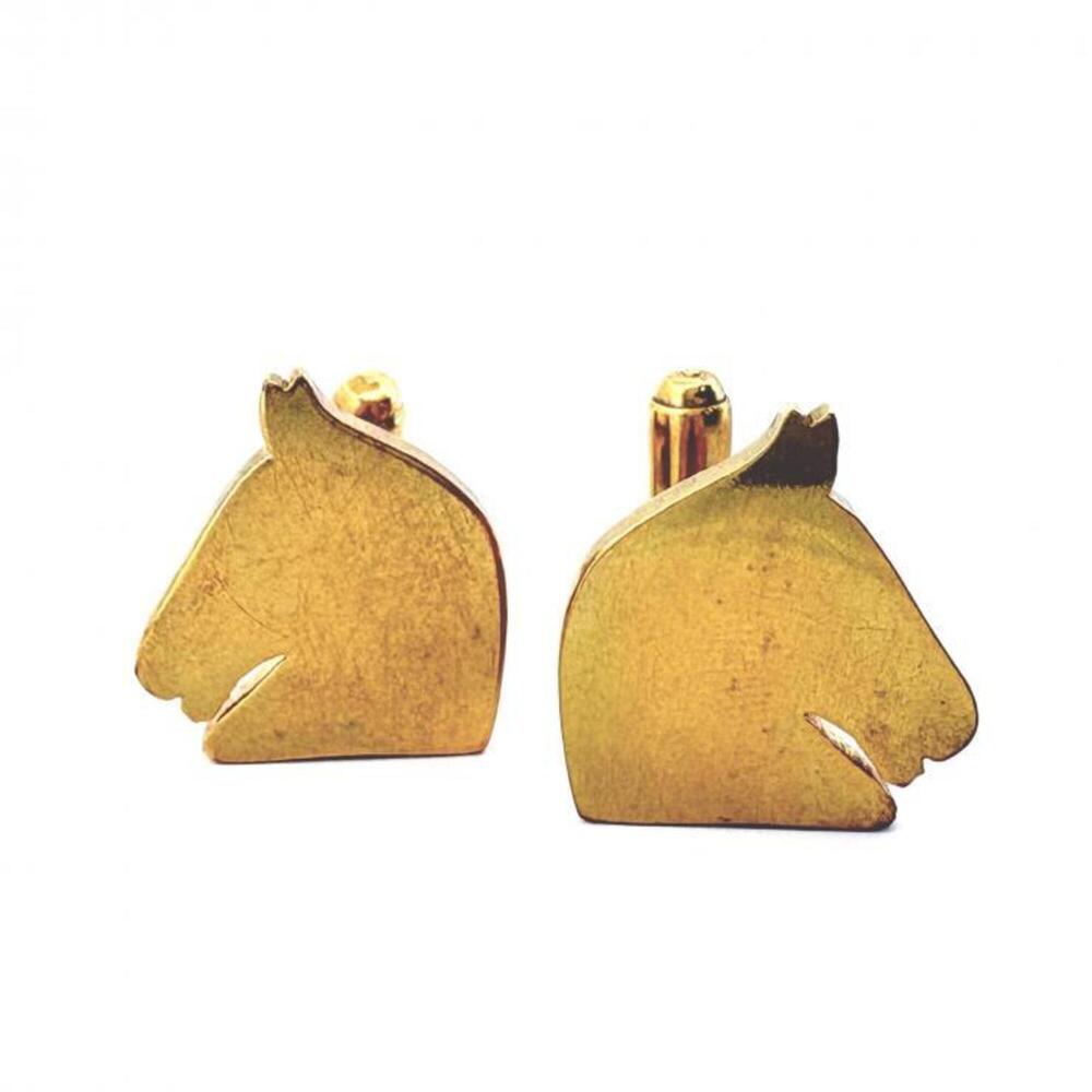 Hermes Bijouterie Fantaisie GP Cheval Cufflinks Gold Horse